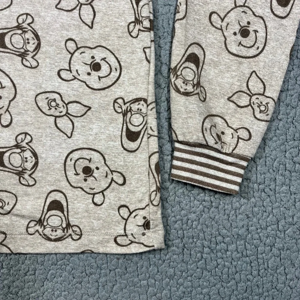 Disney Winnie the Pooh Tigger Piglet Long Sleeve Pajama Top Small Tan Heather - Picture 3 of 9
